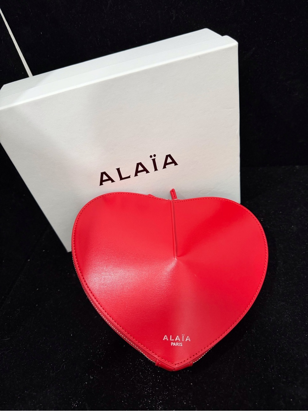 Alaïa Paris Red Heart Leather Clutch